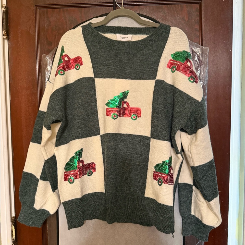 Cozy Holiday Sweater with Truck Design